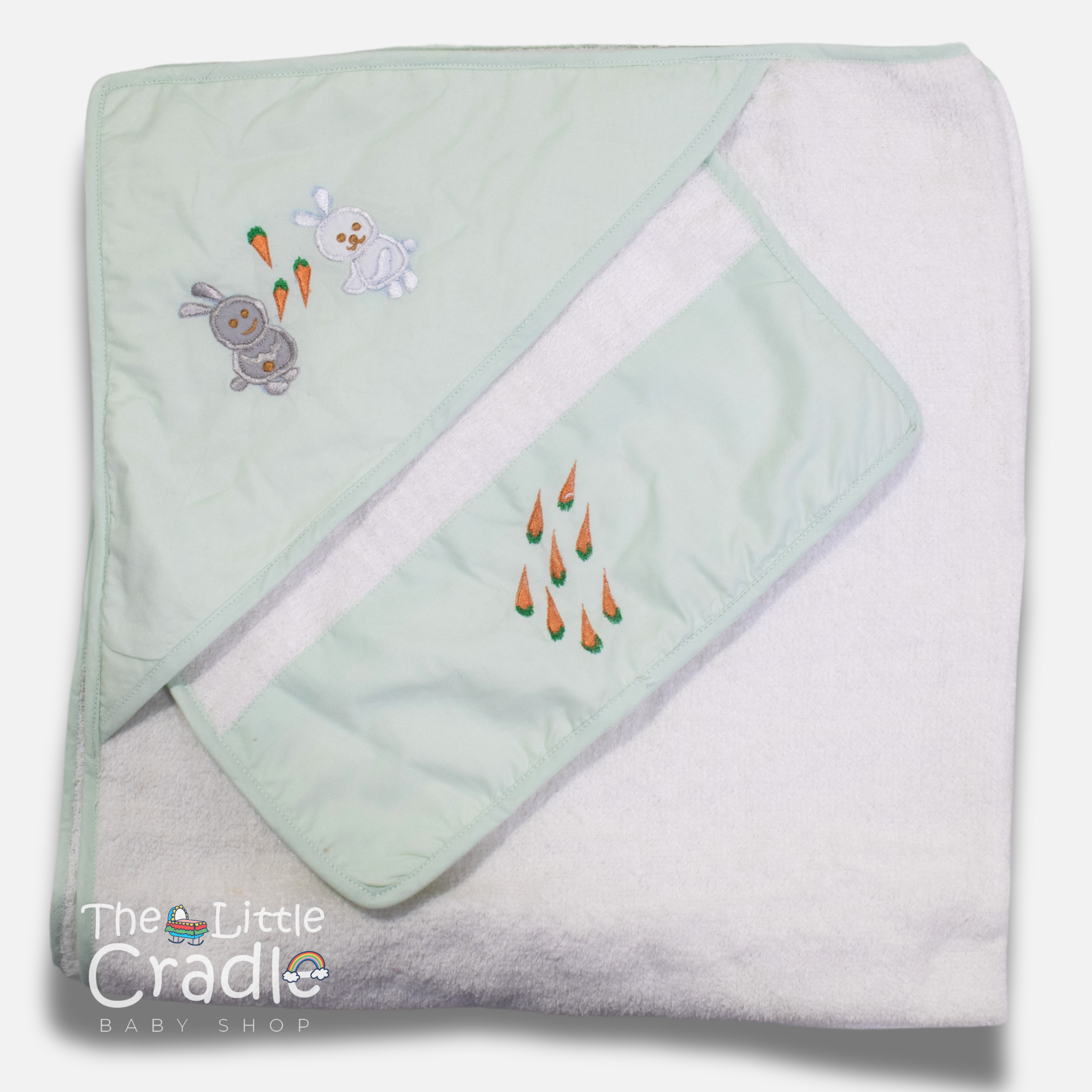 Hooded Towel - Light Green Bunny