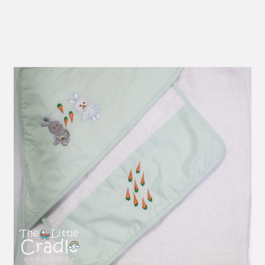 Hooded Towel - Light Green Bunny