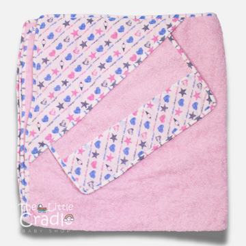 Hooded Towel - Printed Pink