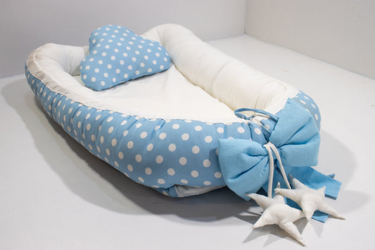 Cocoon- Pastel Blue Polka Dots