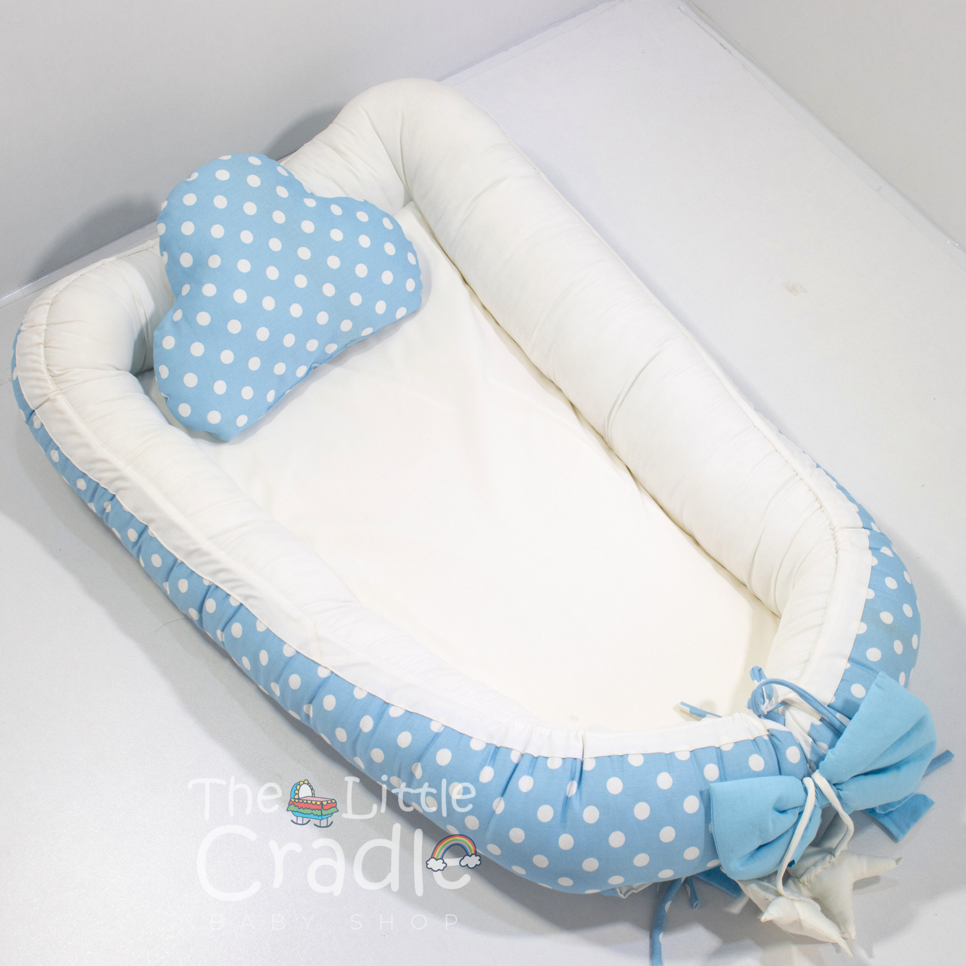 Cocoon- Pastel Blue Polka Dots