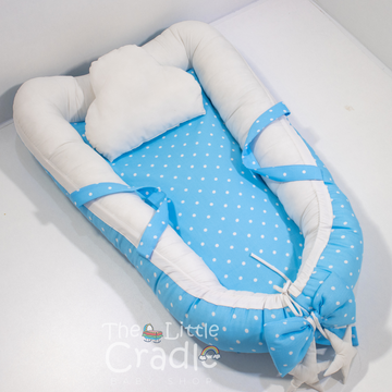 Cocoon- Bright blue Polka Dots
