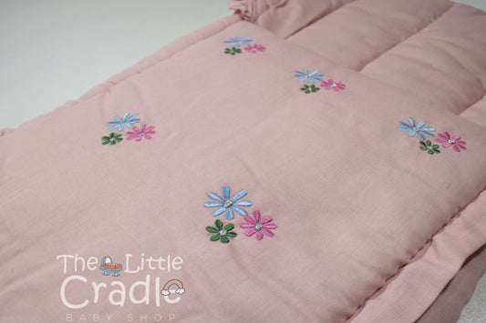 Classic Nest- Embroidered Flowers-Peach