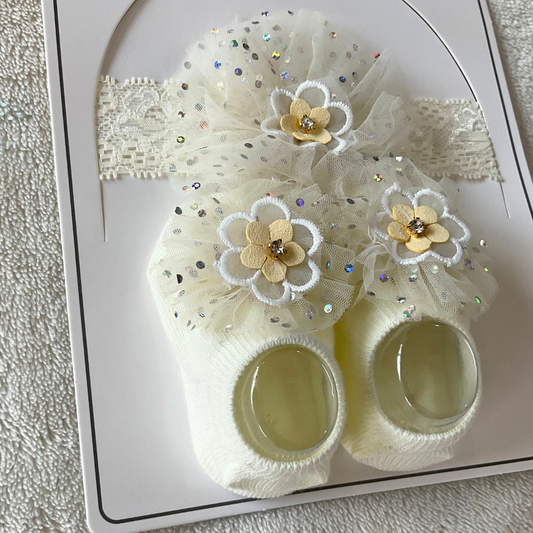 Headband & Socks Set - Cream