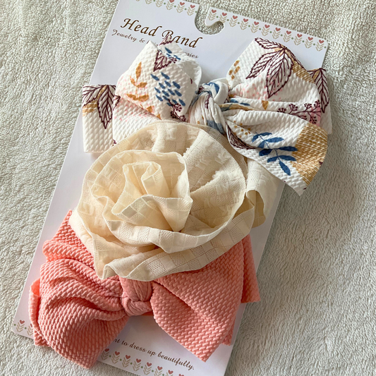 Baby Rose & Bow Headbands - RB-02 Pack of 3