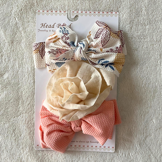 Baby Rose & Bow Headbands - RB-02 Pack of 3