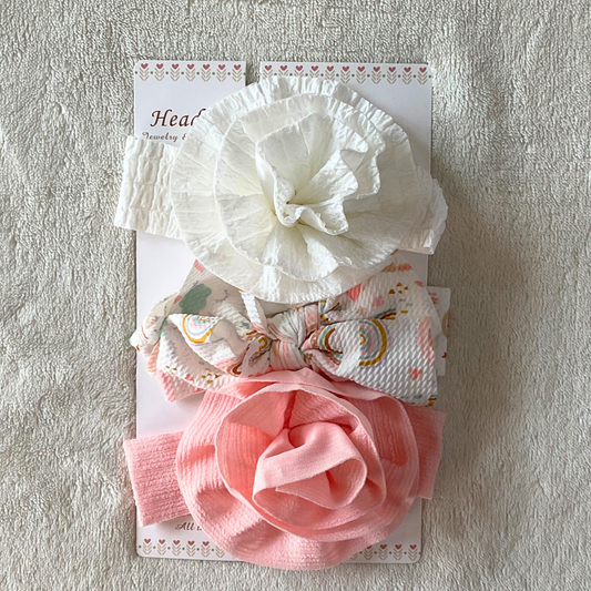 Baby Rose & Bow Headbands - RB-03 Pack of 3