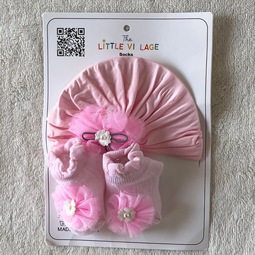 Turban Cap & Socks Set - Pink