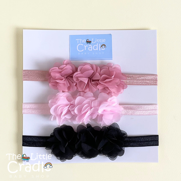Solid Flower Headbands - SF-02 Pack of 3