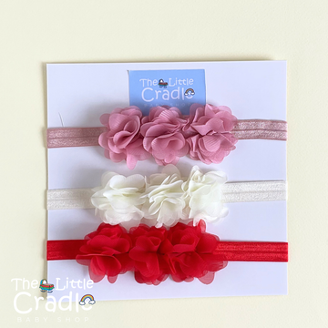 Solid Flower Headbands - SF-03 Pack of 3