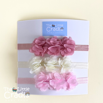 Solid Flower Headbands - SF-06 Pack of 3