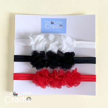 Solid Flower Headbands - SF-07 Pack of 3
