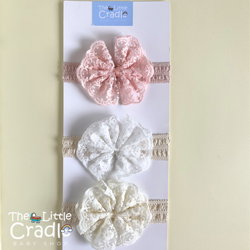 Baby Fancy Bowknot Lace Headbands - BL-02 Pack of 3