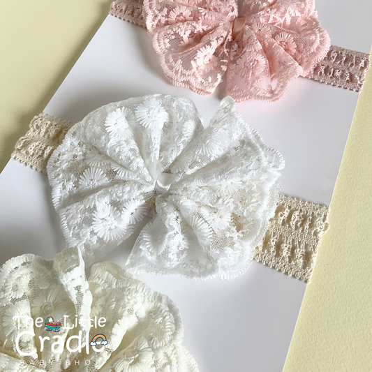 Baby Fancy Bowknot Lace Headbands - BL-02 Pack of 3