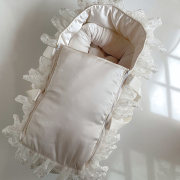 Premium Carry Bag -Offwhite/Cream Silk (0-3months)