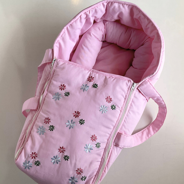Carry Bag -Pink Embroidered Flowers (0-3months)
