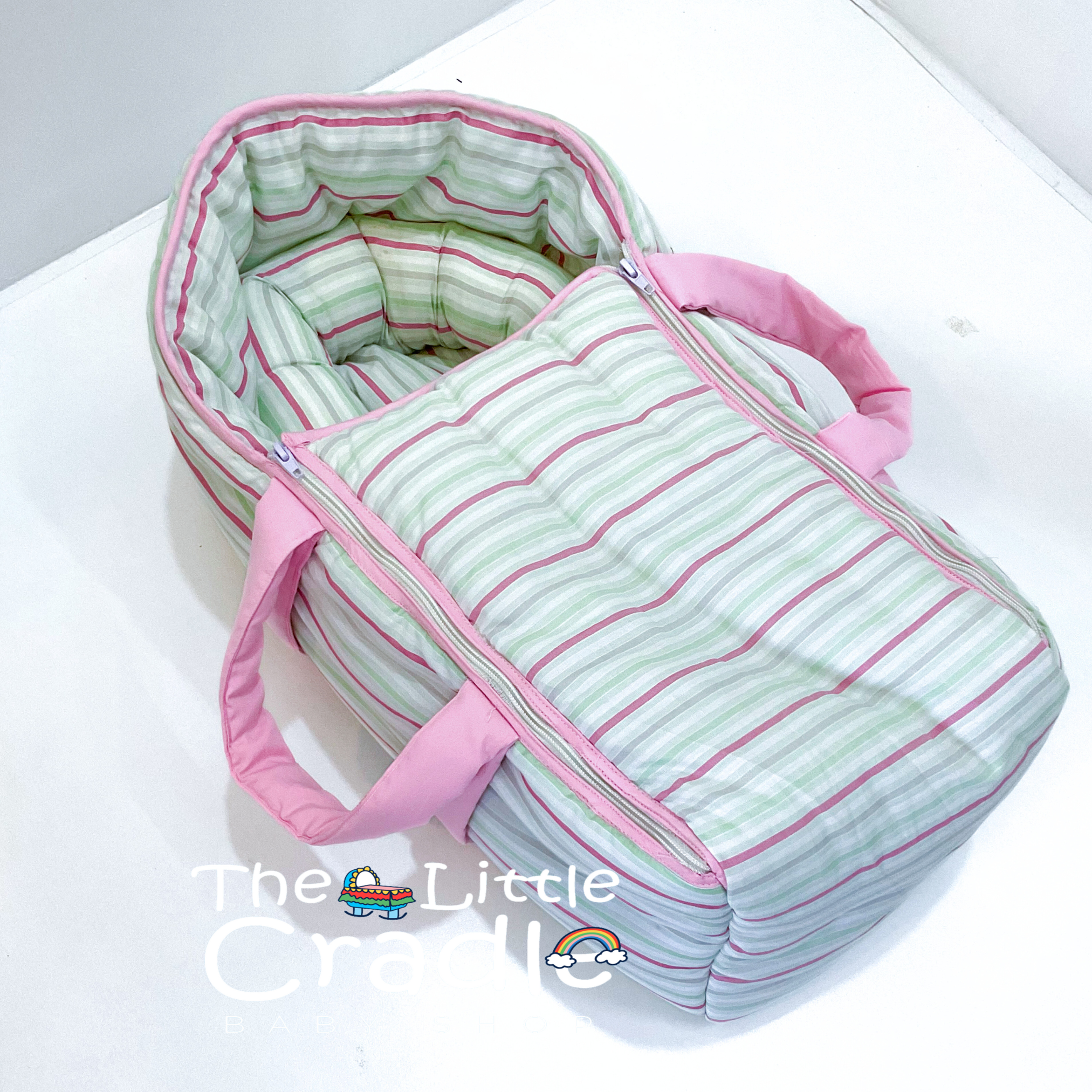 Carry Bag - Green Pink Stripes