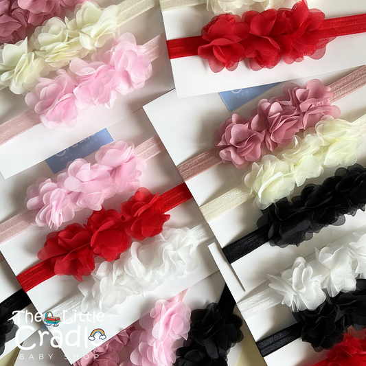 Solid Flower Headbands - SF-01 Pack of 3