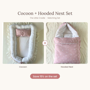 Pink Splash & Hearts Set – Cocoon + Hooded Nest