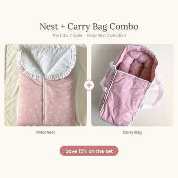 Pink Hearts Combo – Petal Nest + Carry Bag